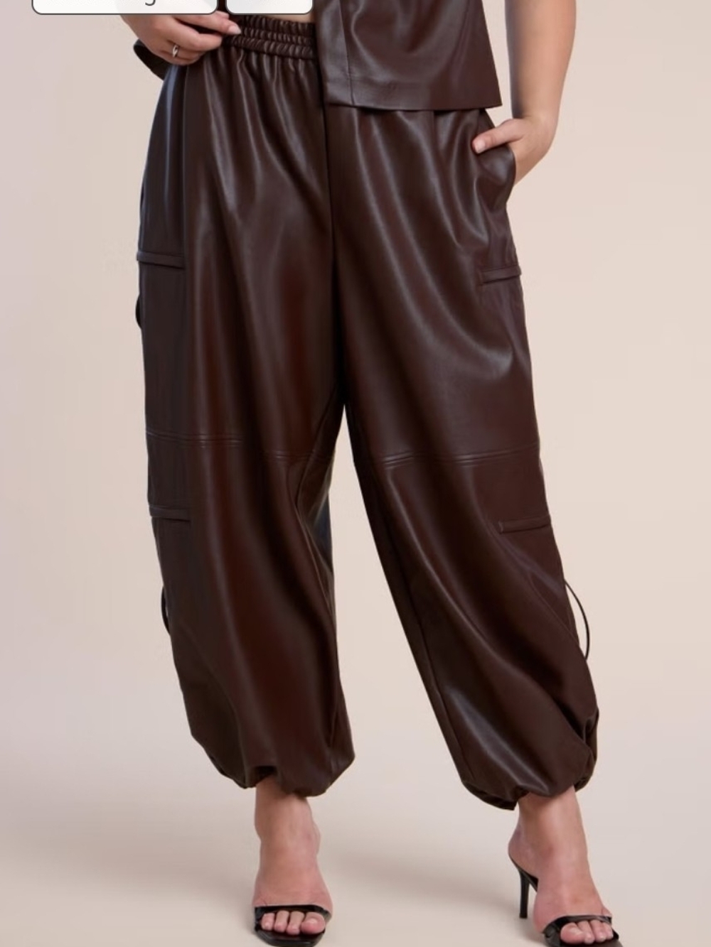 Chocolate Faux-Leather Jogger - Picture 4 of 4